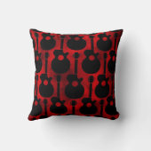 赤いギターパターン枕の黒 クッション (裏面)