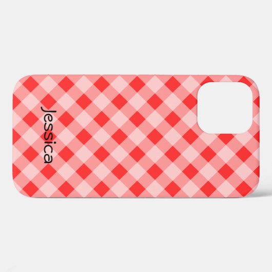 赤いギパーソナライズされたンガム模様iPhone 12ケース Case-Mate iPhoneケース (裏面 (横))