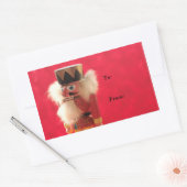 赤いギフトの上のナツクラッカーラベルシール 長方形シール (封筒)