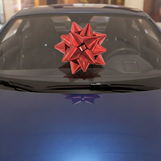 赤いギフトボウ余分な大きなウィンドウにしがみつく ウィンドウサイン