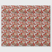 赤いギフトラップのクリスマスジンジャーブレッドCookie ラッピングペーパー (フラット)