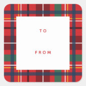 赤いギフトsquからクリスマス空白のの格子休日 スクエアシール (正面)