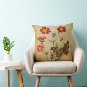 赤いギムフラワーズ&バタフライ クッション (椅子)