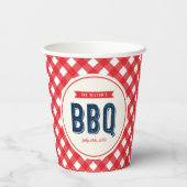 赤いギンガムと青い夏BBQ 紙コップ (裏面)