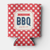 赤いギンガムと青い夏BBQ 缶クーラー (正面)