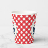 赤いギンガムと7月BBQのブルー4th紙カップ 紙コップ (右)