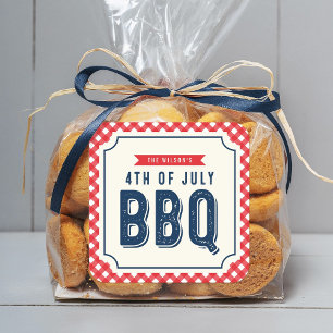 赤いギンガムと7月BBQのブルー4th スクエアシール