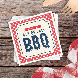 赤いギンガムと7月BBQのブルー4th スタンダードカクテルナプキン