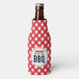赤いギンガムと7月BBQのブルー4th ボトルクーラー