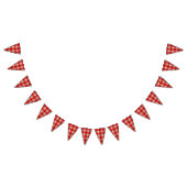 赤いギンガムによって市松模様にされるパターンバーラップの一見 バンティングフラッグ (全)