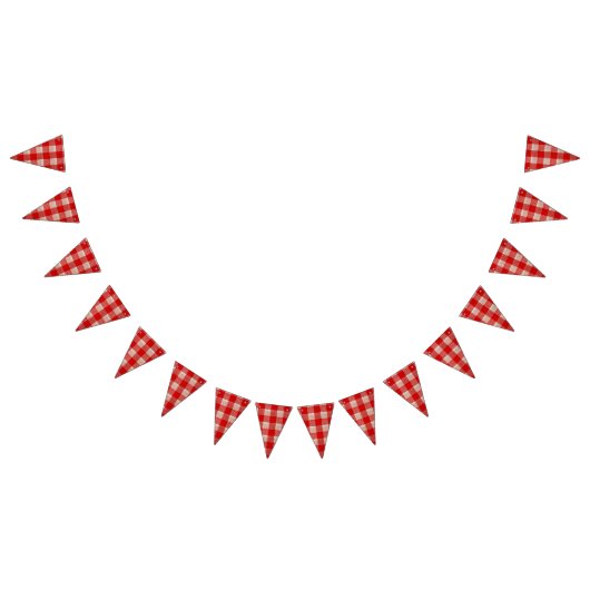 赤いギンガムによって市松模様にされるパターンバーラップの一見 バンティングフラッグ (全)