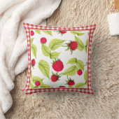 赤いギンガムのラズベリー クッション (ブランケット)