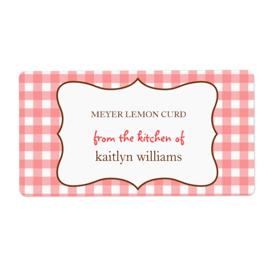 赤いギンガムのラベルのキッカスタムチンから ラベル (正面)