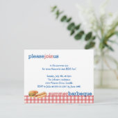 赤いギンガムの夏のバーベキュー7月4日祝賀会 招待状 (スタンド正面)