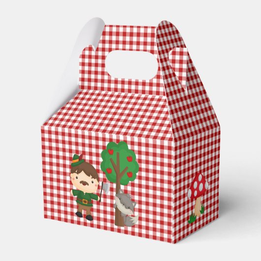 赤いギンガムの小さな赤い乗馬フードキャラクター フェイバーボックス (裏面サイド)