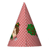 赤いギンガムの小さな赤い乗馬フード パーティーハット (裏面)