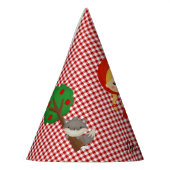 赤いギンガムの小さな赤い乗馬フード パーティーハット (左)