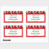 赤いギンガムの花のraspberyの込み合いのゼリーのラベル 長方形シール (シート)