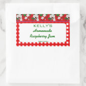 赤いギンガムの花のraspberyの込み合いのゼリーのラベル 長方形シール (バッグ)