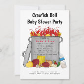 赤いギンガムクロウフィッシュ赤ちゃんシャワーを沸騰 招待状 (正面)