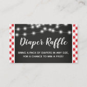 赤いギンガムシャルボードベビーシャワーおむつラッフル エンクロージャーカード (正面)