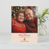 赤いギンガムジンジャーブレッドの木1写真クリスマス シーズンカード (スタンド正面)