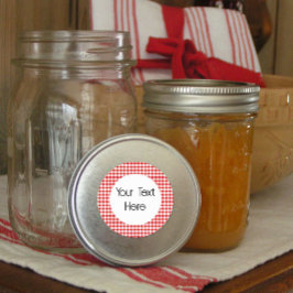 赤いギンガムステッカー ラウンドシール