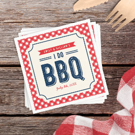 赤いギンガムチェックとブルーのエンゲージメントパーティー I Do BBQ スタンダードカクテルナプキン