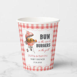 赤いギンガムチェックのハンバーガーBBQベビーシャワーの紙コップ 紙コップ