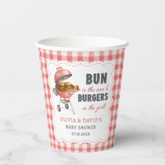 赤いギンガムチェックのハンバーガーBBQベビーシャワーの紙コップ 紙コップ