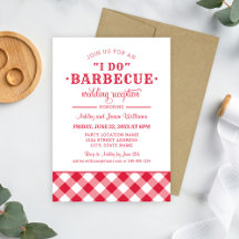 赤いギンガムチェックの BBQ ウェディングパーティ