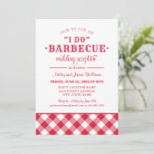 赤いギンガムチェックの BBQ ウェディングパーティ 招待状 (スタンド正面)