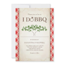 赤いギンガムチェック柄のI Do BBQ ウェディング インビテーション