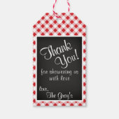 赤いギンガムチェック赤ちゃんシャワーありがとうギフトラベル ギフトタグ (正面)