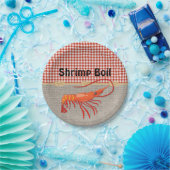 赤いギンガムバーラップロープエビ沸騰パーティー ペーパープレート (パーティー)