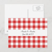赤いギンガムパターンの結婚式の引き出物 ポストカード (正面/裏面)