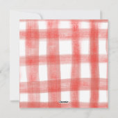 赤いギンガムプレイドエレガントカスタム写真クリスマス シーズンカード (裏面)