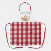 赤いギンガムプレイドパターンベーキング用品 エプロン (正面)