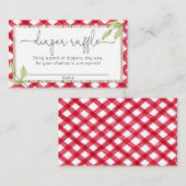 赤いギンガム木製bbqの夏のおむつのラッフル エンクロージャーカード (正面/裏面)