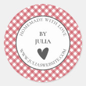 赤いギンガム製品の包装メーリングのラベル ラウンドシール (正面)