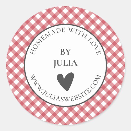 赤いギンガム製品の包装メーリングのラベル ラウンドシール (正面)