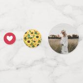 赤いギンガム&ひまわりの花ベビー- Qシャワー コンフェッティ (裏面)