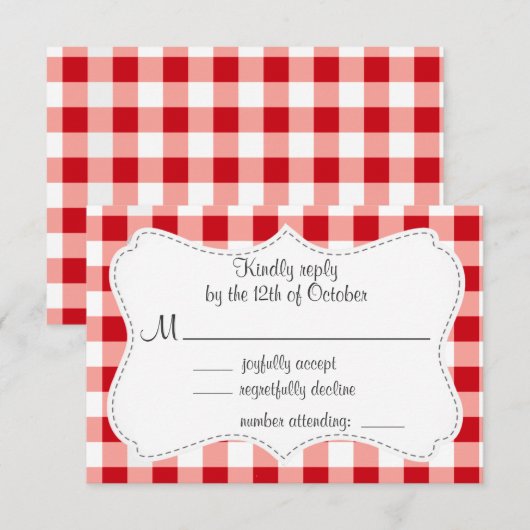 赤いギンガム 出欠カード (正面/裏面)