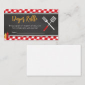 赤いギンガムBBQ赤ちゃんシャワーおむつラッフル エンクロージャーカード (正面/裏面)