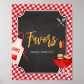 赤いギンガムBBQ赤ちゃんシャワーの好意 ポスター (正面)