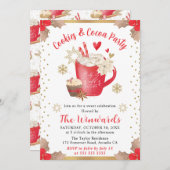 赤いクッキーとココアのパーティーウィンター 招待状 (正面/裏面)