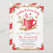 赤いクッキーとココアのパーティーウィンター 招待状 (正面/裏面)