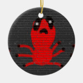 赤いクモの茶色の絵画壁、子供によるアート:) セラミックオーナメント (正面)