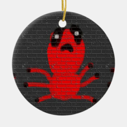 赤いクモの茶色の絵画壁、子供によるアート:) セラミックオーナメント (正面)