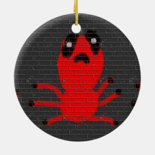 赤いクモの茶色の絵画壁、子供によるアート:) セラミックオーナメント (裏面)